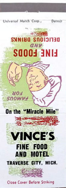 Vinces Motel and Restaurant - Matchbook (newer photo)